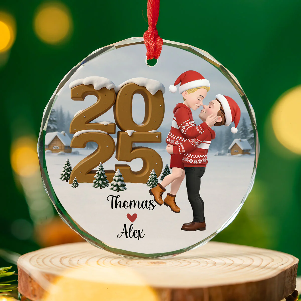 As A Couple Now Onwards - Personalized Custom 3D Effect Glass Ornament - Image 2