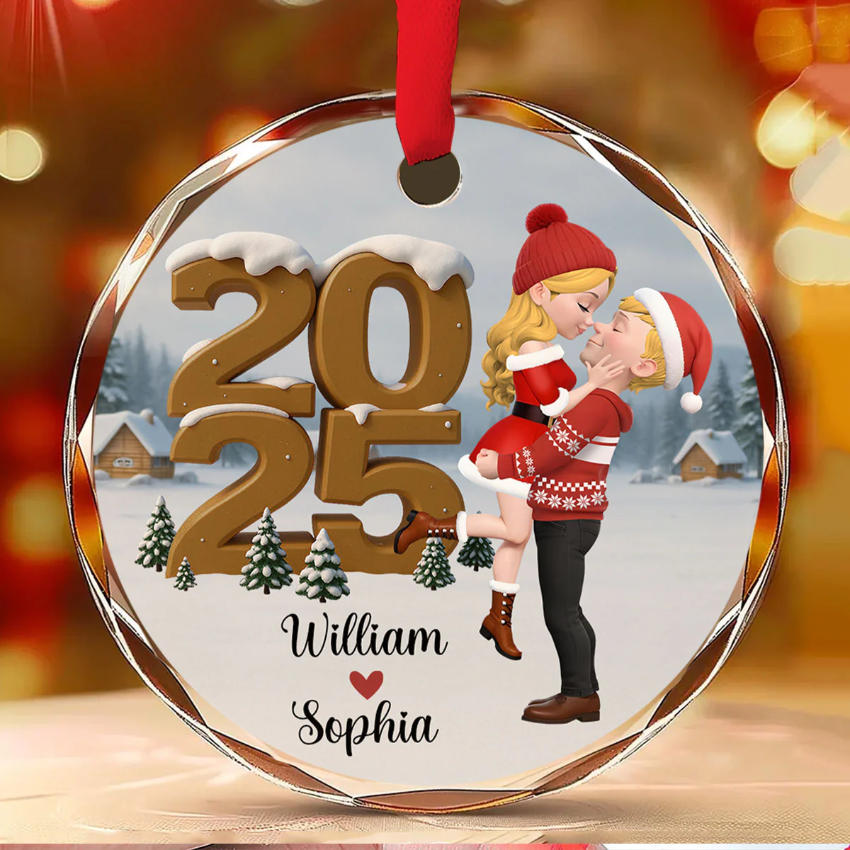 As A Couple Now Onwards - Personalized Custom 3D Effect Glass Ornament - Image 3