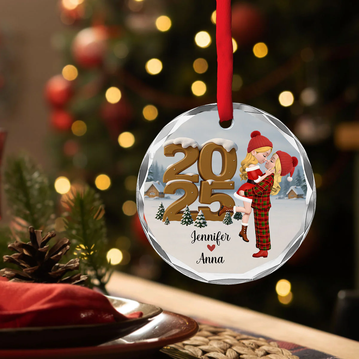As A Couple Now Onwards - Personalized Custom 3D Effect Glass Ornament - Image 4
