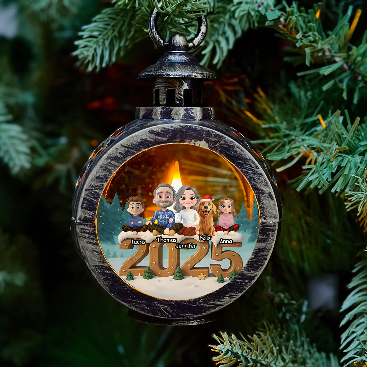 As A Family Now Onwards - Personalized Custom 3D Effect Christmas Lantern - Image 2