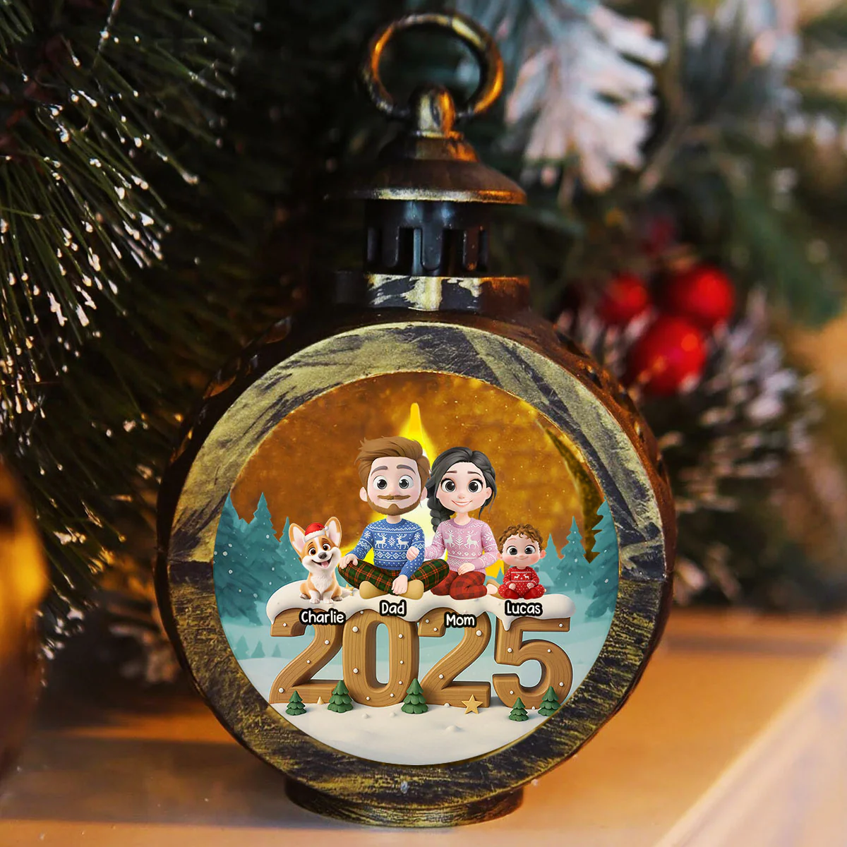 As A Family Now Onwards - Personalized Custom 3D Effect Christmas Lantern - Image 7