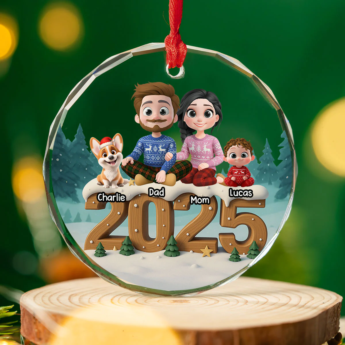 As A Family Now Onwards - Personalized Custom 3D Effect Glass Ornament - Image 3