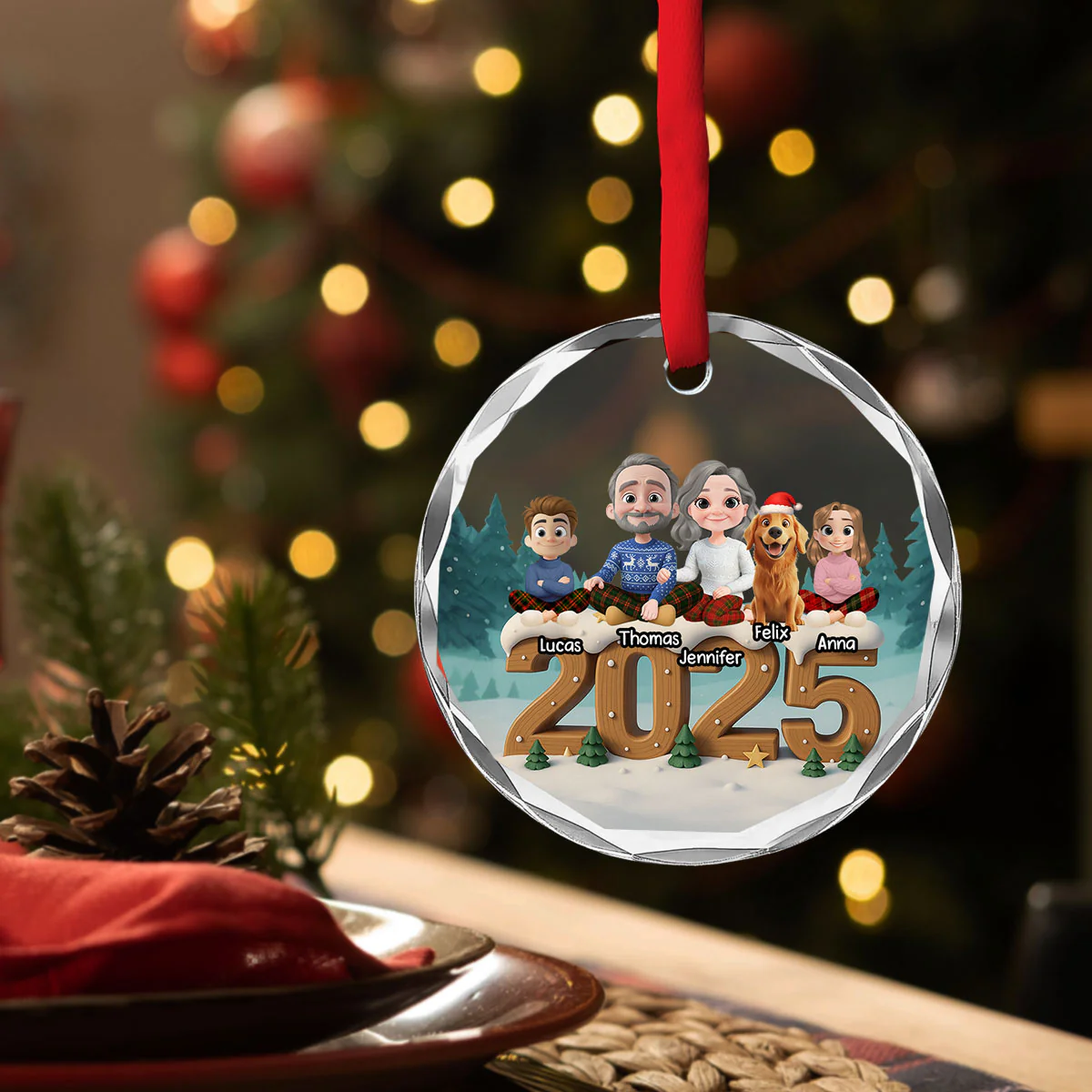 As A Family Now Onwards - Personalized Custom 3D Effect Glass Ornament - Image 4