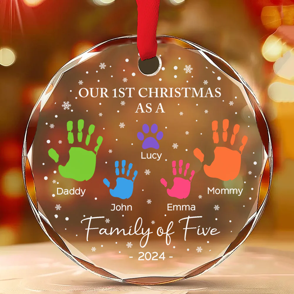 As A Family Of Four - Personalized Custom Glass Ornament - Image 2