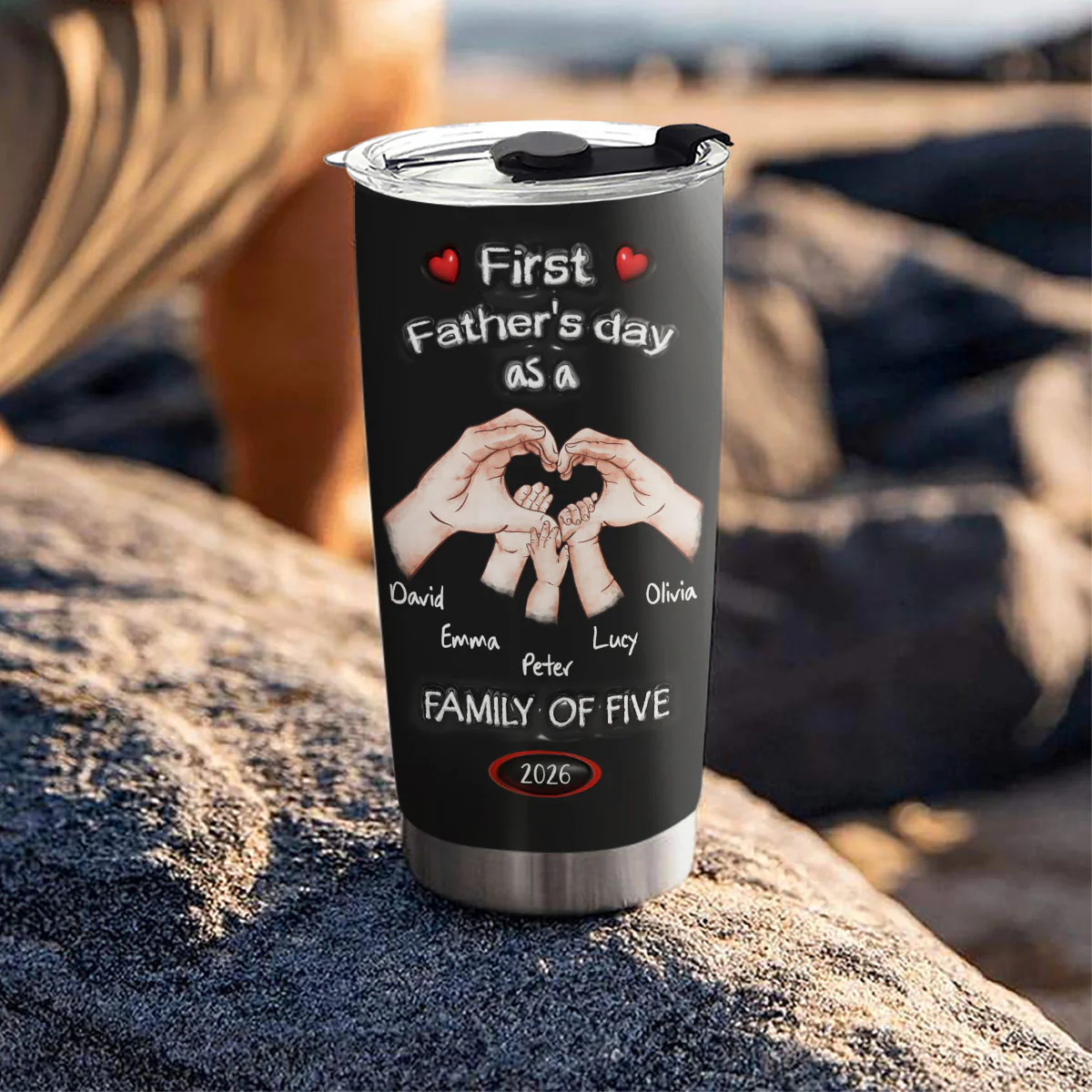 As A Family Of Three Fathers Day - Personalized Custom 3D Inflated Effect Tumbler - Image 3