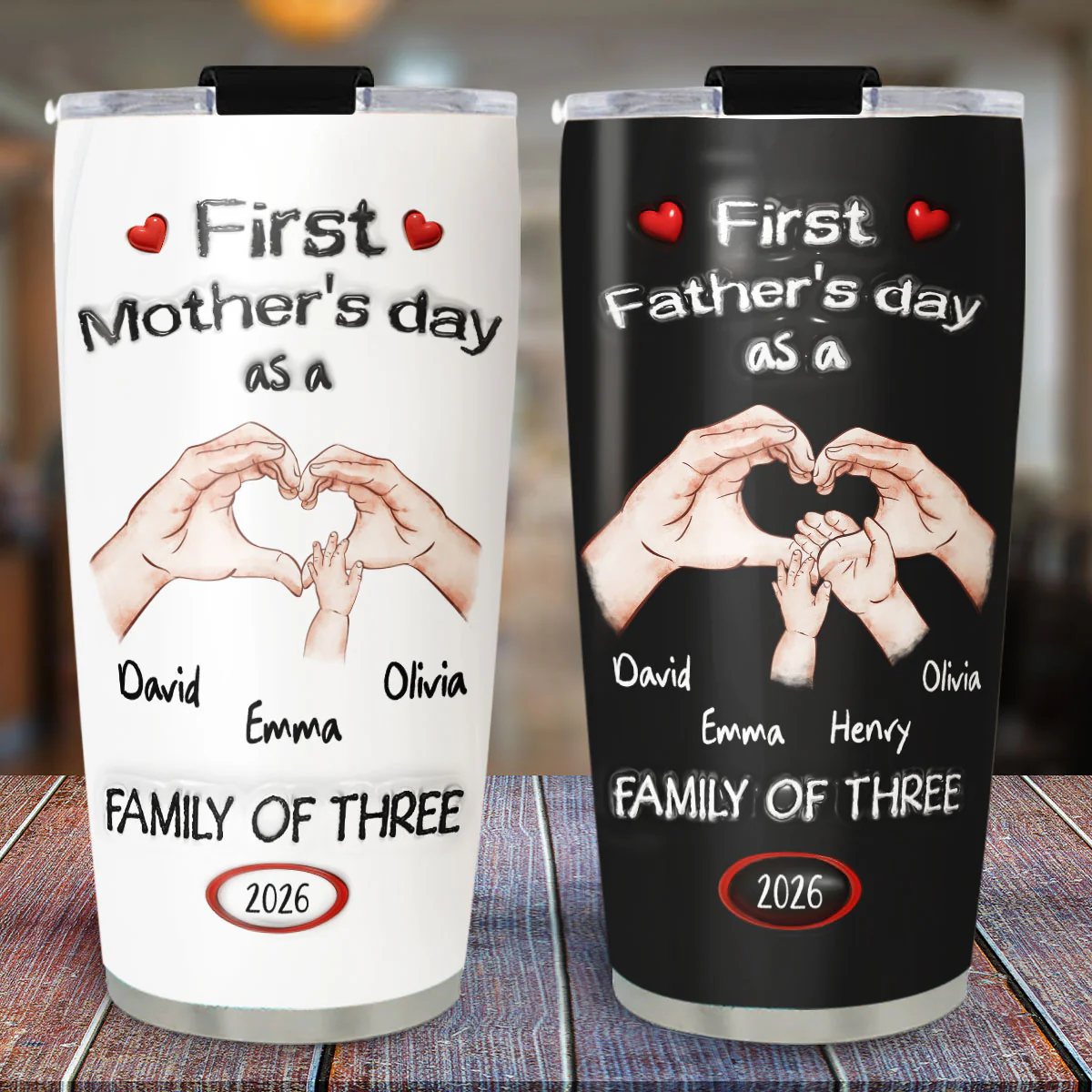 As A Family Of Three Fathers Day - Personalized Custom 3D Inflated Effect Tumbler - Image 4