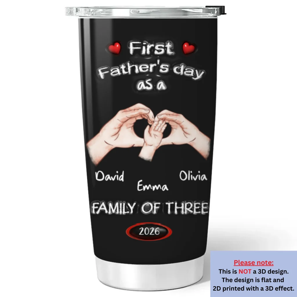 As A Family Of Three Fathers Day - Personalized Custom 3D Inflated Effect Tumbler - Image 5