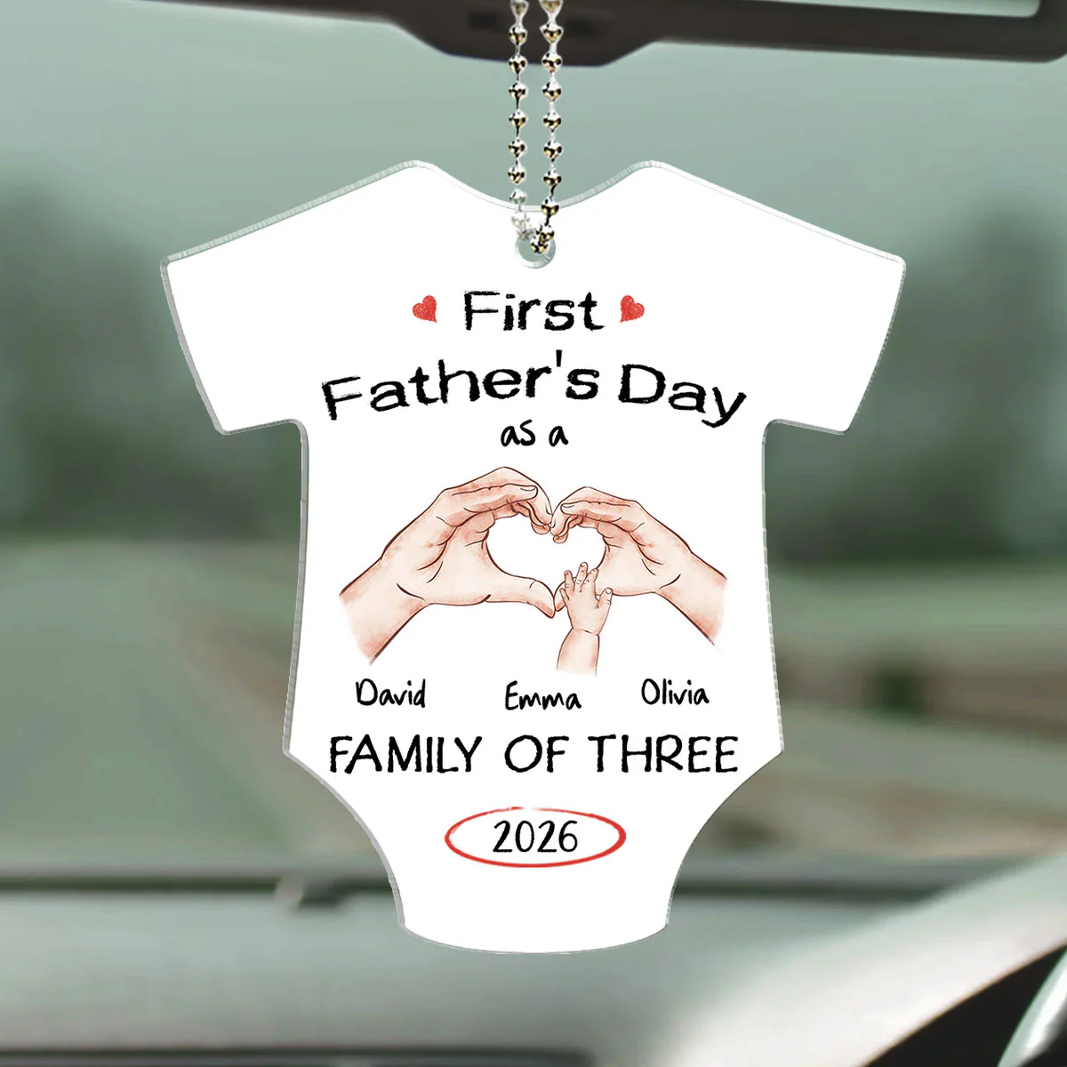  As A Family Of Three Fathers Day - Personalized Custom Car Ornament
