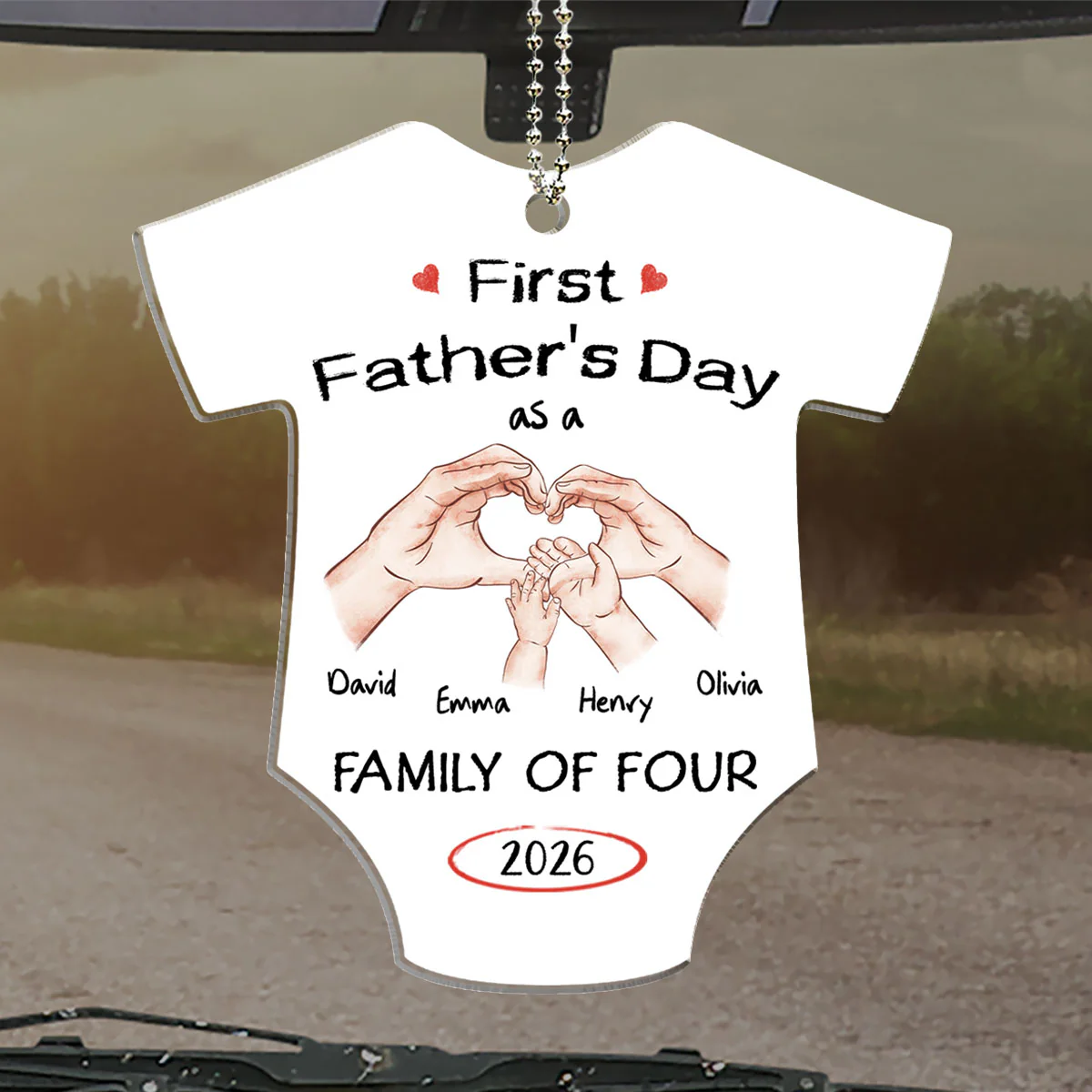  As A Family Of Three Fathers Day - Personalized Custom Car Ornament - Image 2
