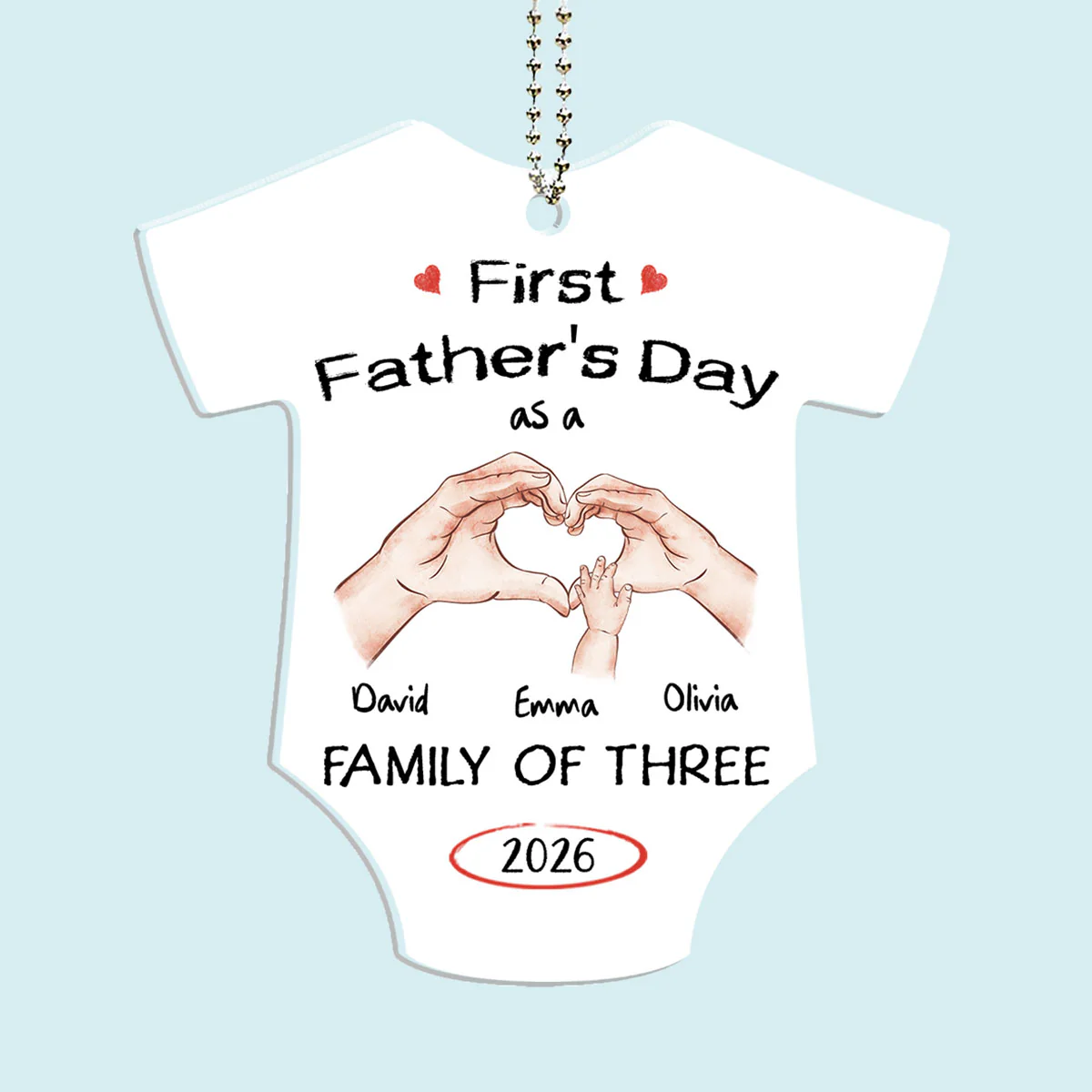  As A Family Of Three Fathers Day - Personalized Custom Car Ornament - Image 3