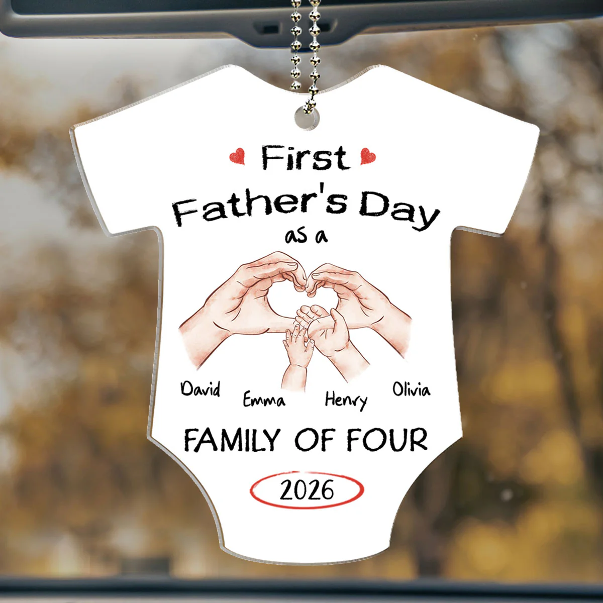  As A Family Of Three Fathers Day - Personalized Custom Car Ornament - Image 4