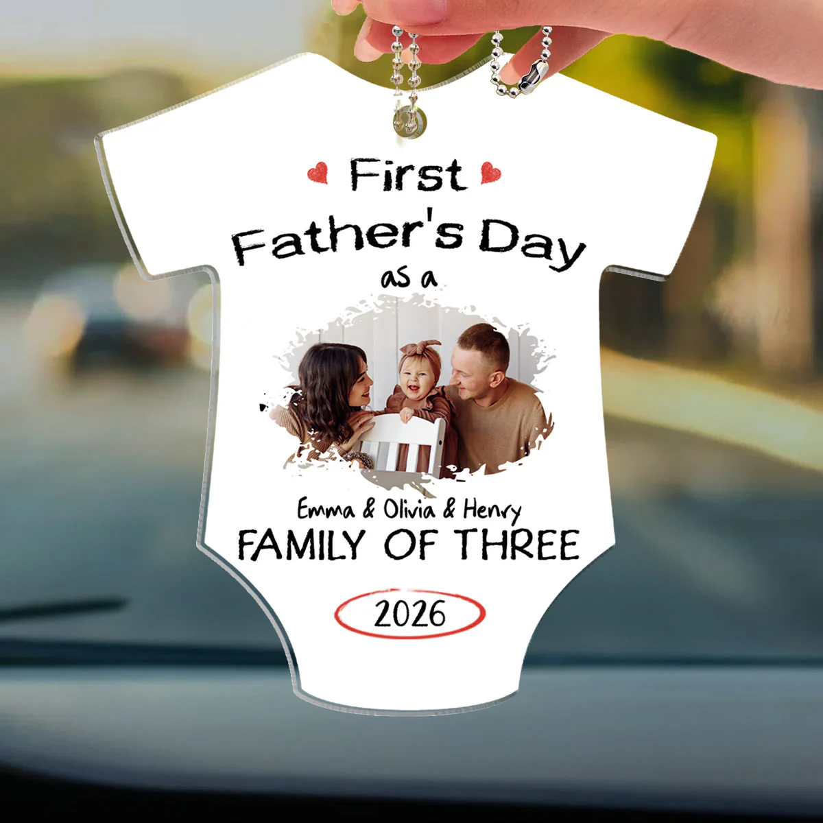  As A Family Of Three Fathers Day - Personalized Custom Car Ornament - Image 5