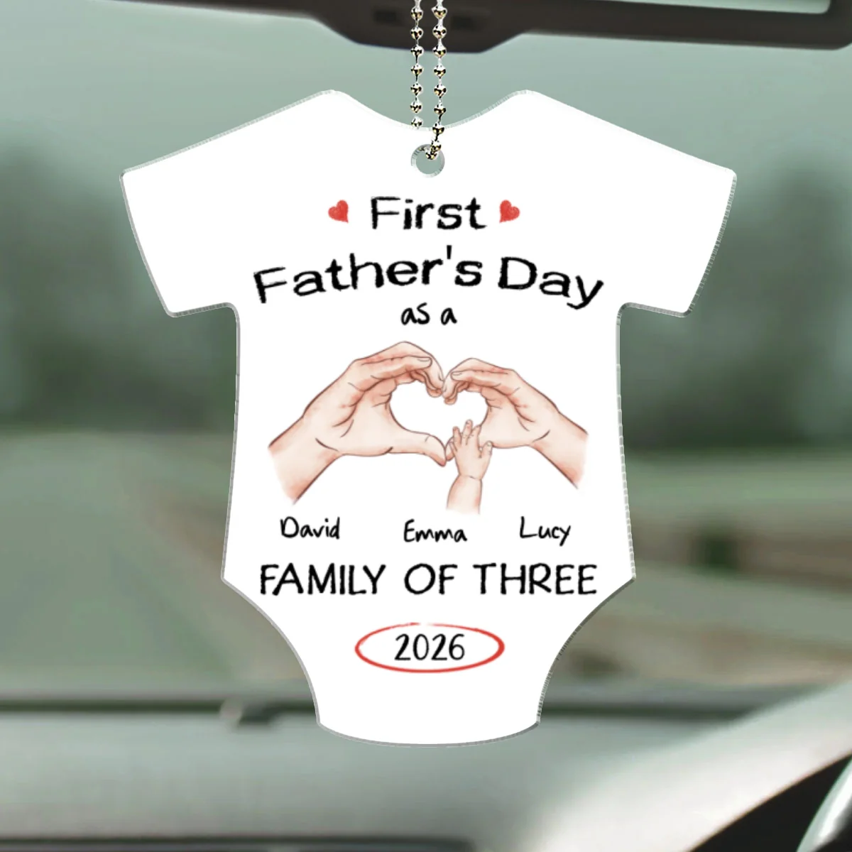  As A Family Of Three Fathers Day - Personalized Custom Car Ornament - Image 6