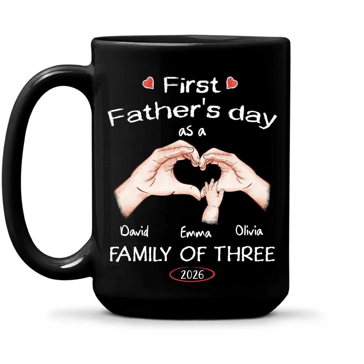 As A Family Of Three Fathers Day - Personalized Custom Coffee Mug - Image 2