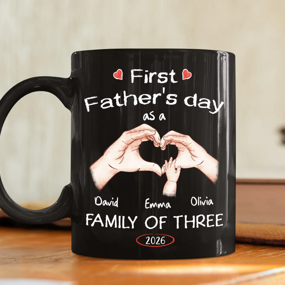 As A Family Of Three Fathers Day - Personalized Custom Coffee Mug - Image 4
