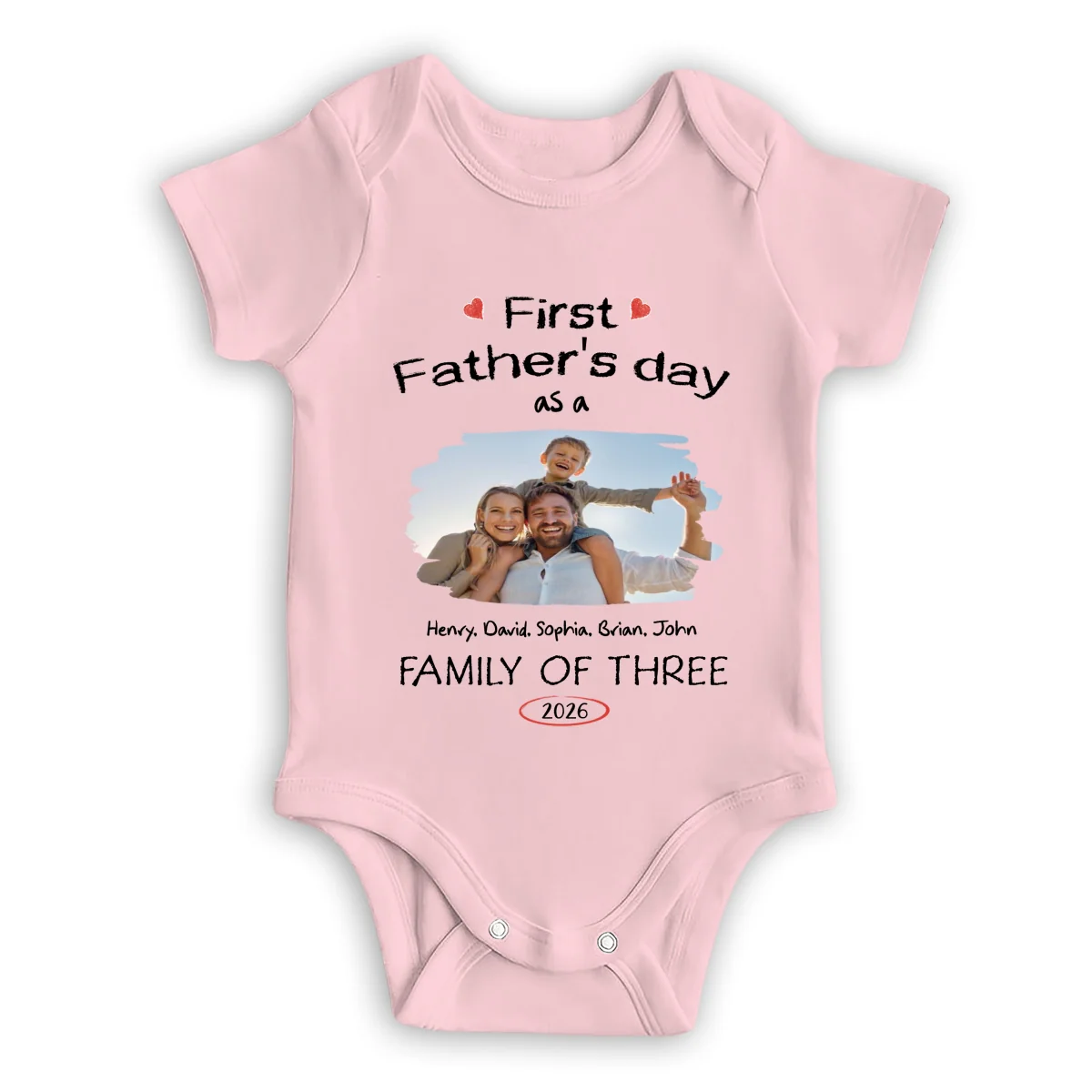 As A Family Of Three Fathers Day Photo - Personalized Custom Baby Onesie - Image 6