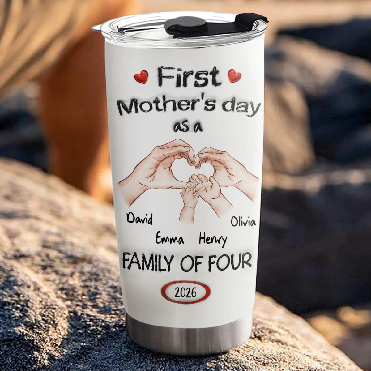 As A Family Of Three Mothers Day - Personalized Custom 3D Inflated Effect Tumbler - Image 3