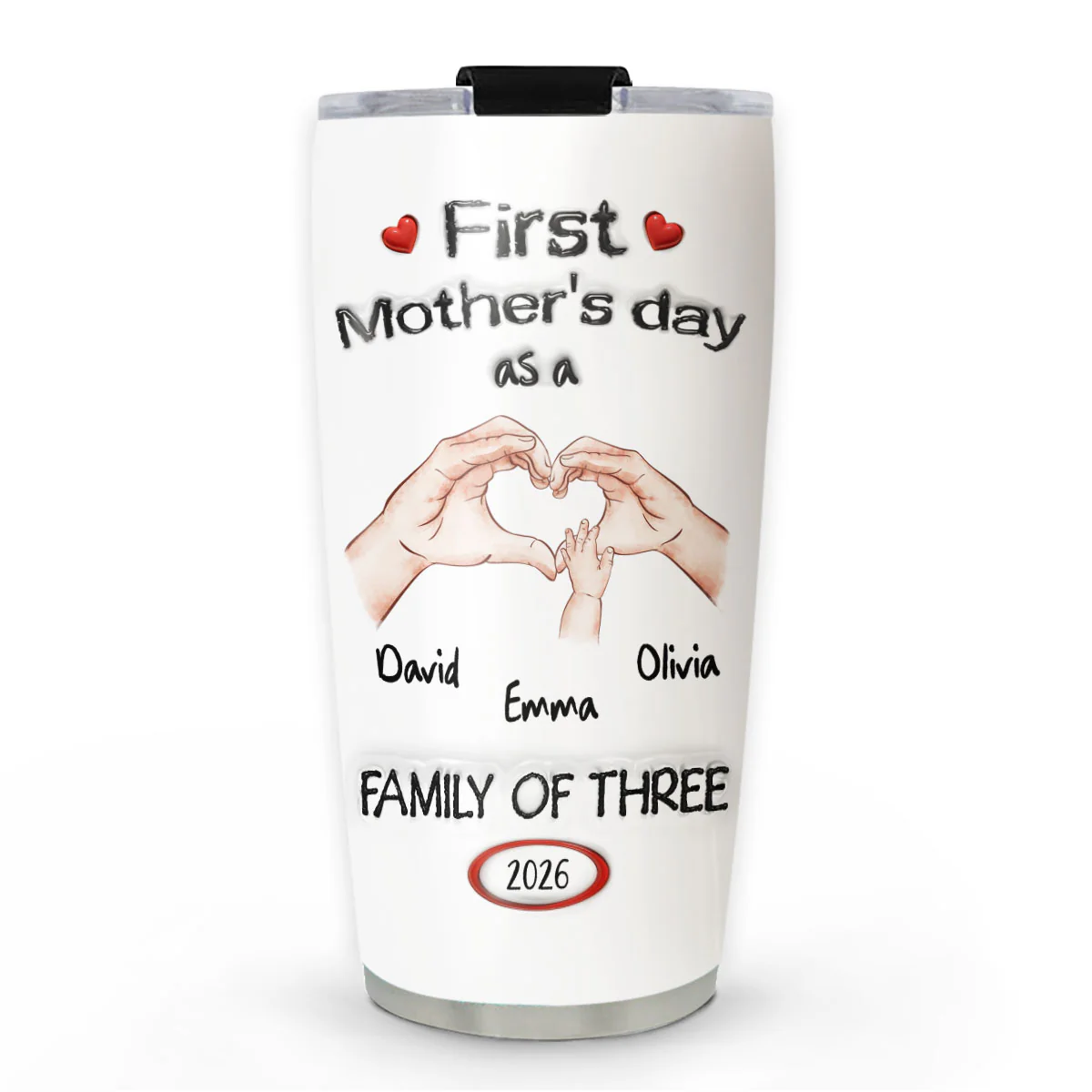 As A Family Of Three Mothers Day - Personalized Custom 3D Inflated Effect Tumbler - Image 4