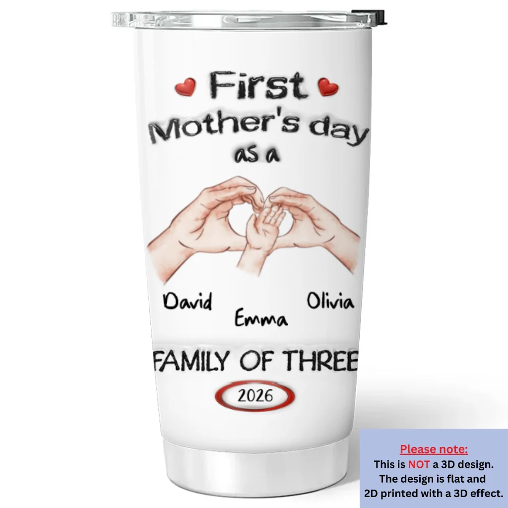 As A Family Of Three Mothers Day - Personalized Custom 3D Inflated Effect Tumbler - Image 5