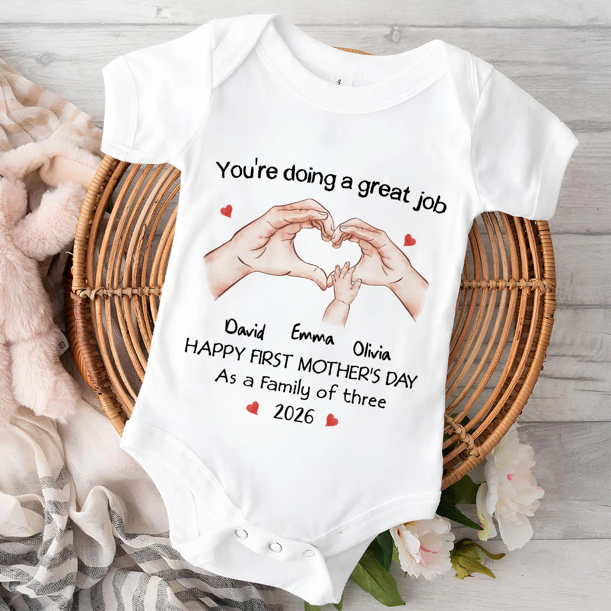 As A Family Of Three - Personalized Custom Baby Onesie - Image 2