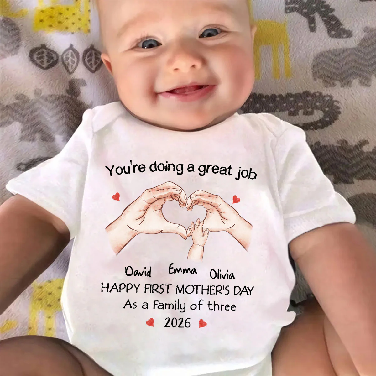 As A Family Of Three - Personalized Custom Baby Onesie - Image 4