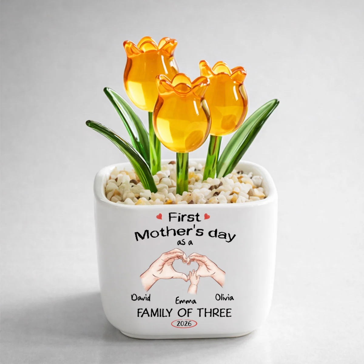 As A Family Of Three - Personalized Custom Glass Everlasting Tulips - Image 10