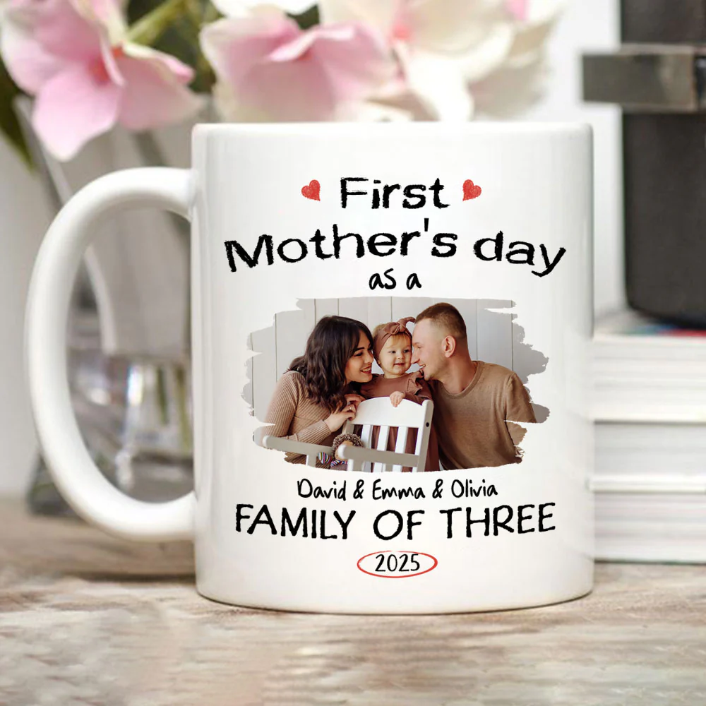 As A Family Of Three Photo - Personalized Custom Coffee Mug - Image 2