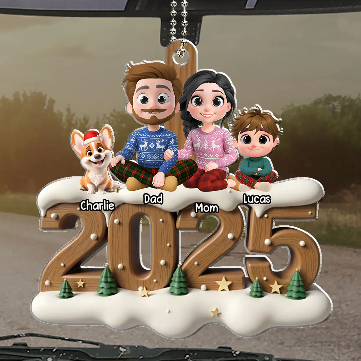 As A Family Onwards Extended Ver - Personalized Custom 3D Effect Car Ornament - Image 2