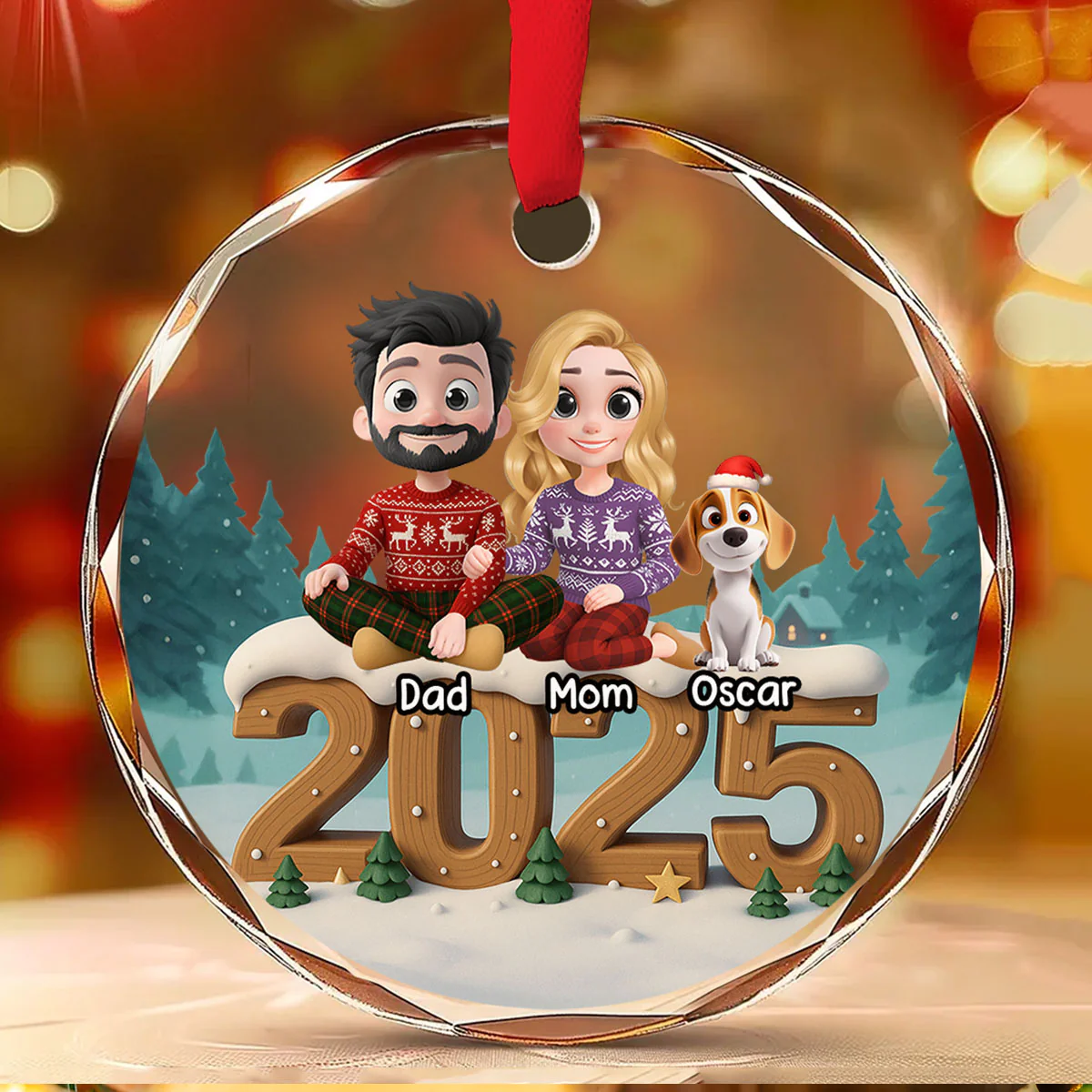 As A Family Onwards Extended Ver - Personalized Custom 3D Effect Glass Ornament - Image 2