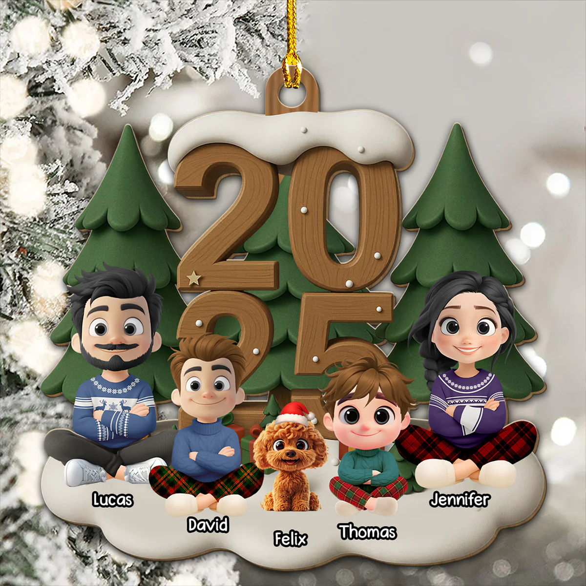 As A Family This Year - Personalized Custom 3D Effect Wood Ornament - Image 3