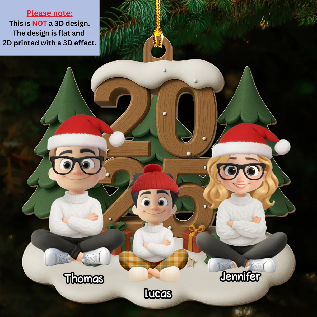 As A Family This Year - Personalized Custom 3D Effect Wood Ornament - Image 5