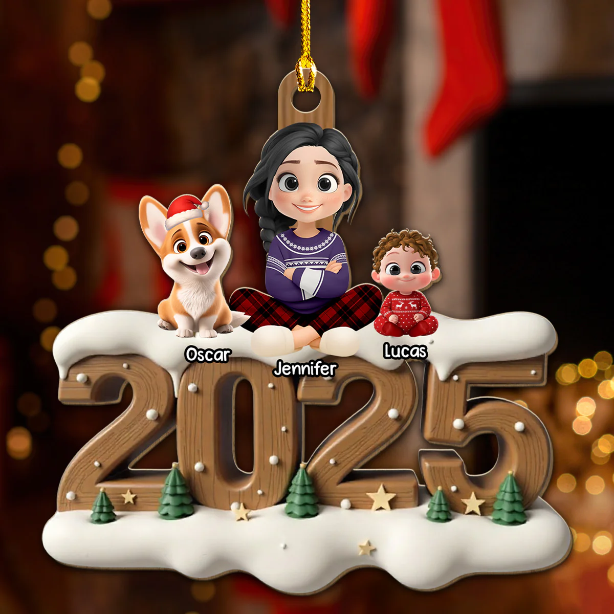 As A Whole Family Now Onwards - Personalized Custom 3D Effect Wood Ornament - Image 3