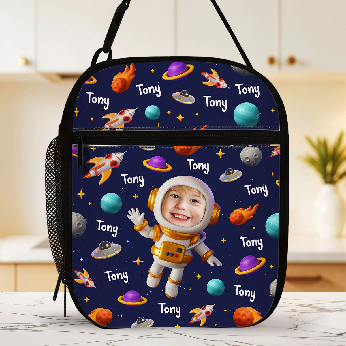 Astronaut In Space - Personalized Custom Insulated Lunch Bag - Image 2
