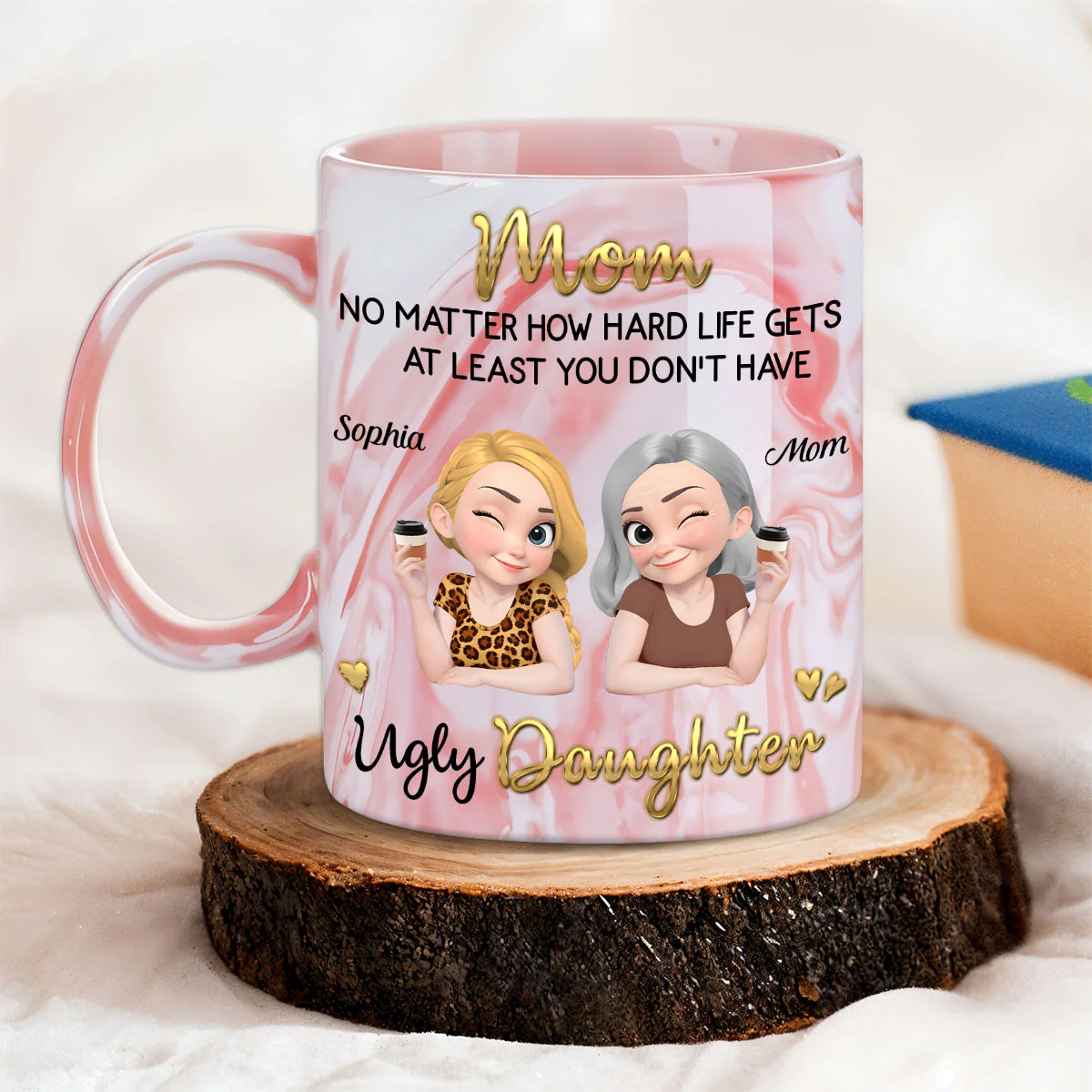 At Least - Personalized Custom Pink Marble Mug - Image 3