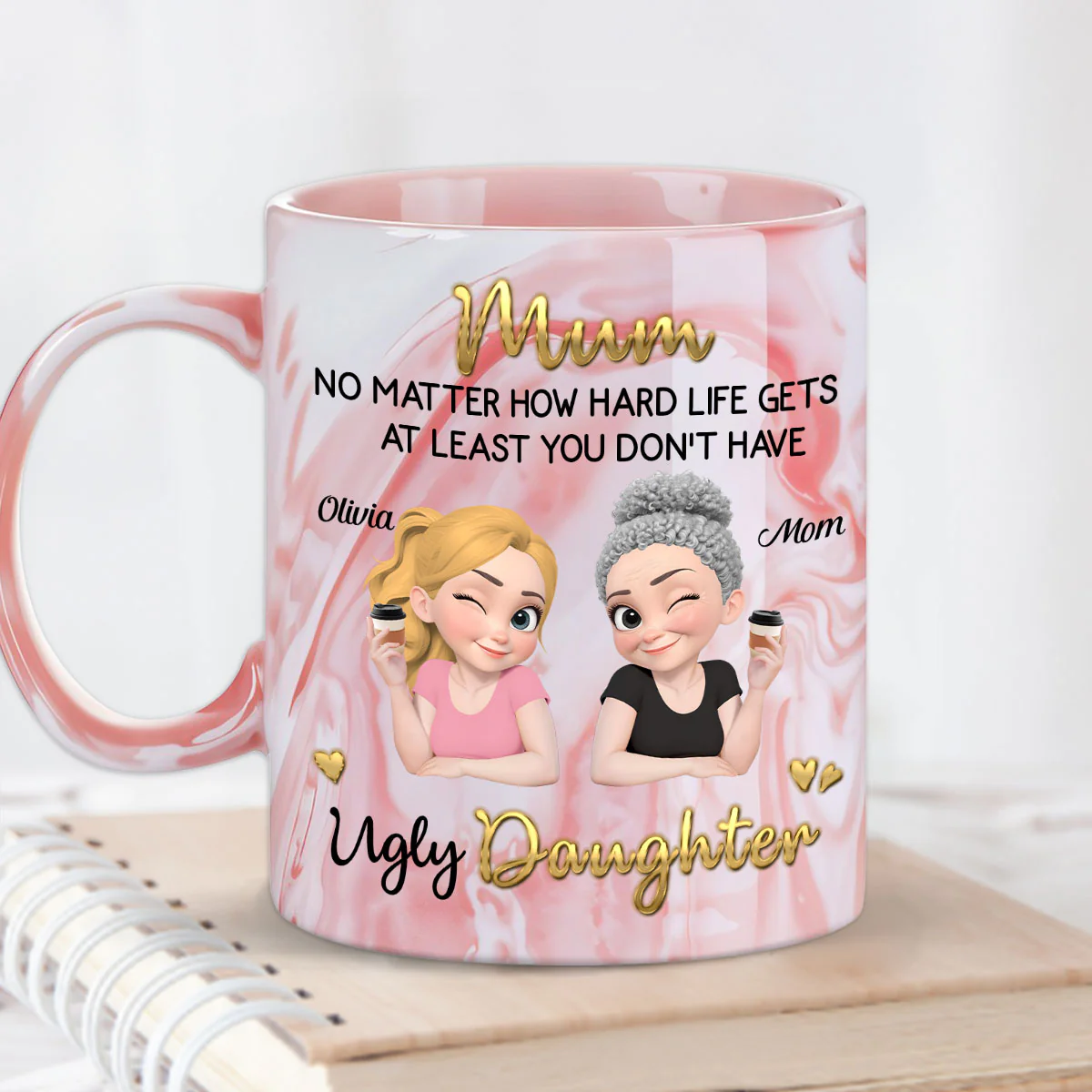 At Least - Personalized Custom Pink Marble Mug - Image 4