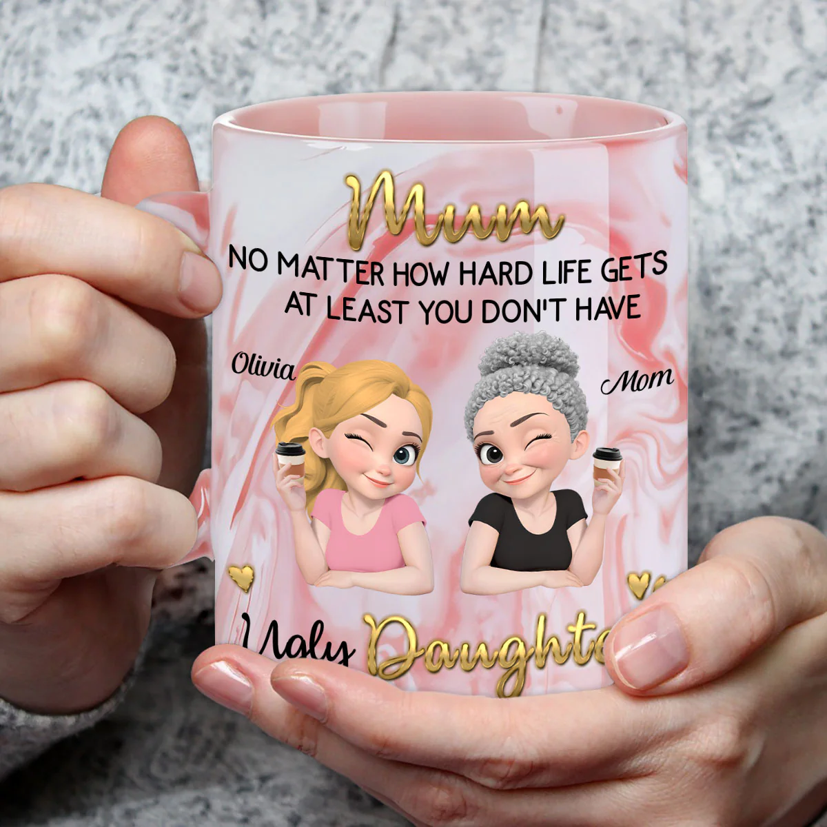 At Least - Personalized Custom Pink Marble Mug - Image 5
