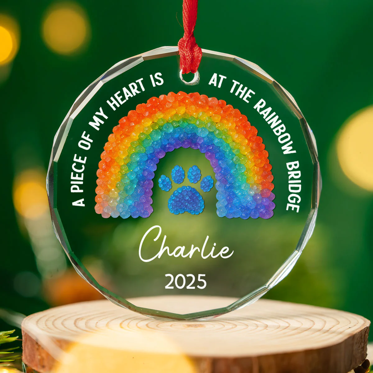 At Rainbow Bridge - Personalized Custom Glass Ornament - Image 3