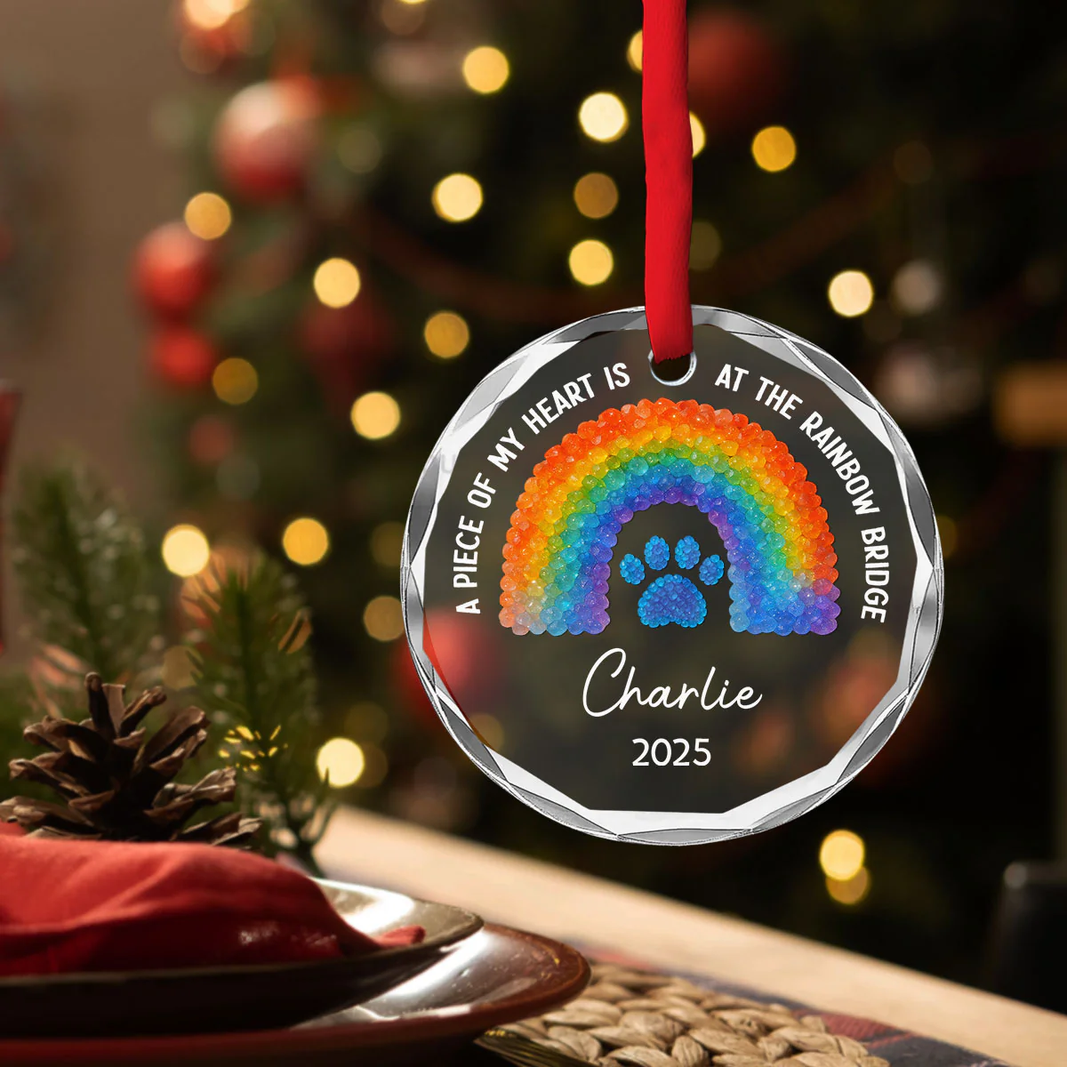 At Rainbow Bridge - Personalized Custom Glass Ornament - Image 4