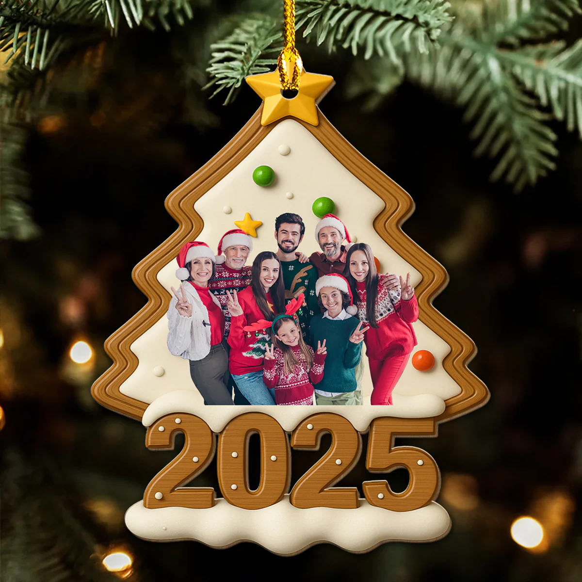Attached With Each Others - Personalized Custom Wood Ornament - Image 2