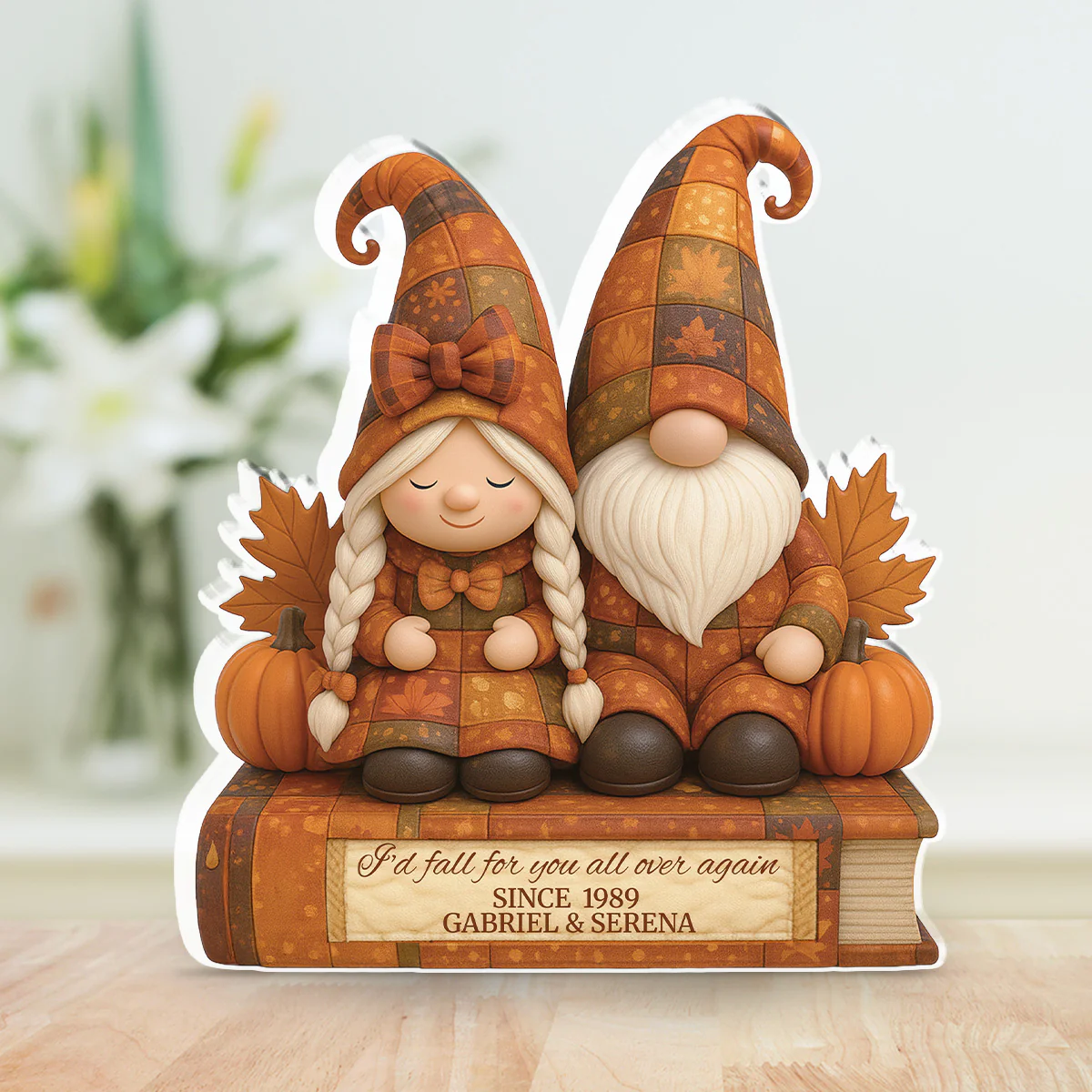 Autumn Gnome Couple - Personalized Custom Acrylic Plaque