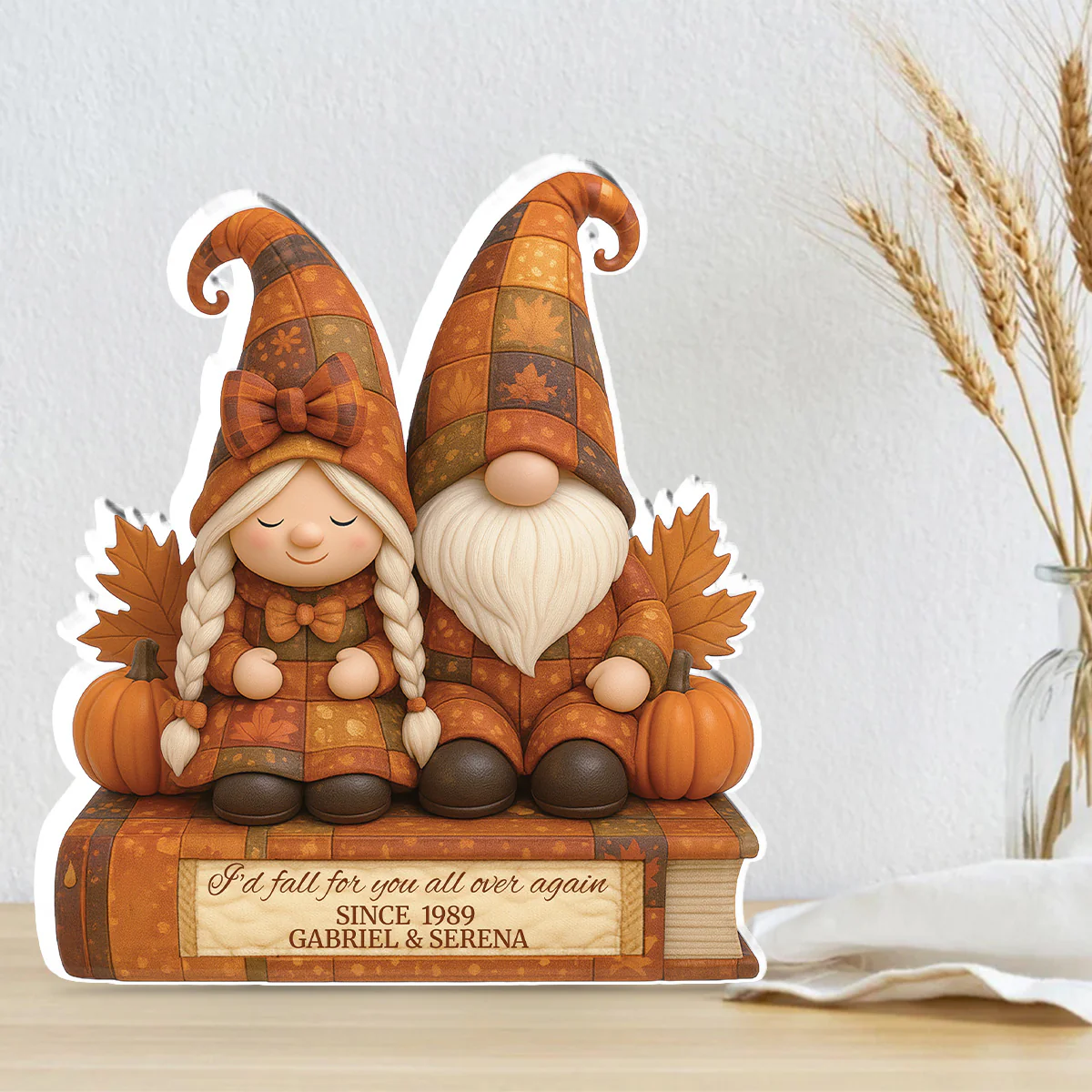 Autumn Gnome Couple - Personalized Custom Acrylic Plaque - Image 3