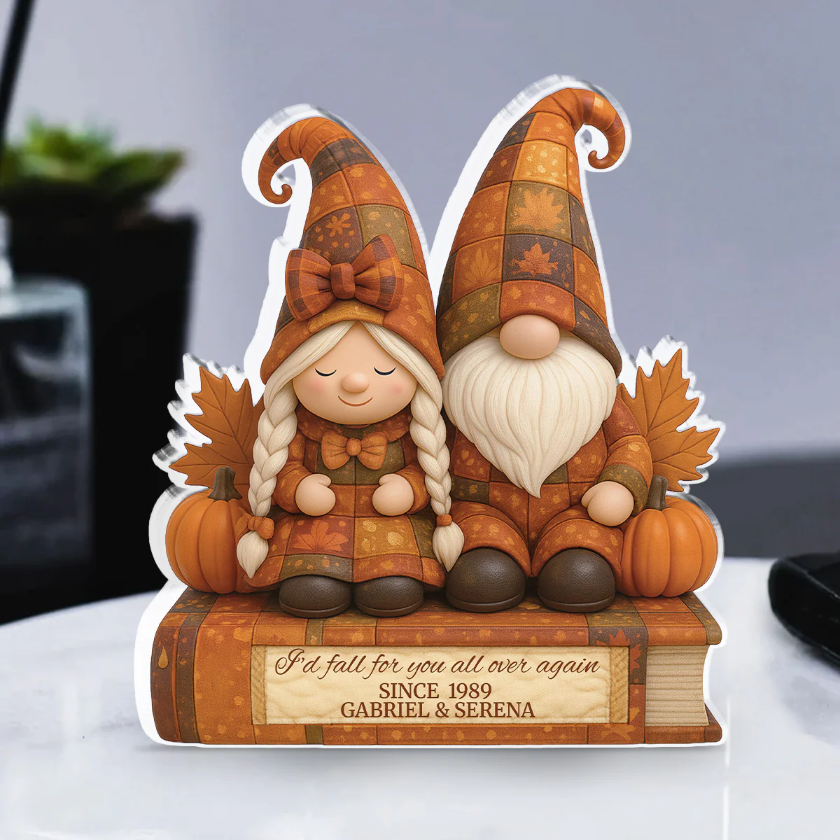 Autumn Gnome Couple - Personalized Custom Acrylic Plaque - Image 4
