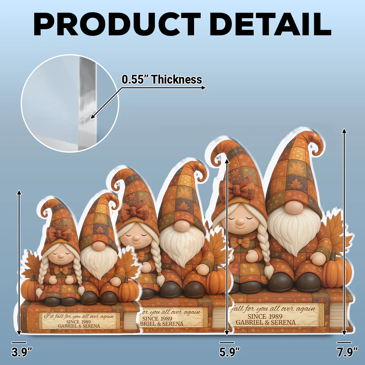 Autumn Gnome Couple - Personalized Custom Acrylic Plaque - Image 5