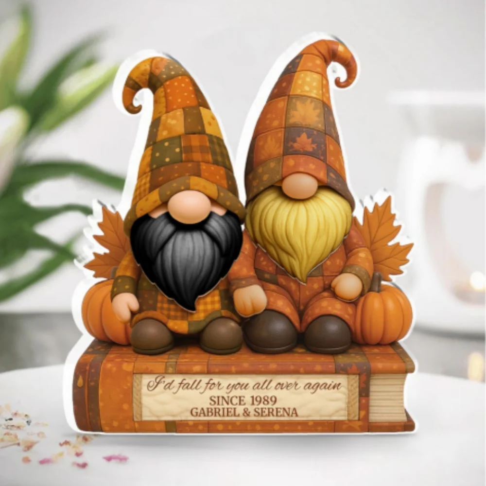 Autumn Gnome Couple - Personalized Custom Acrylic Plaque - Image 6