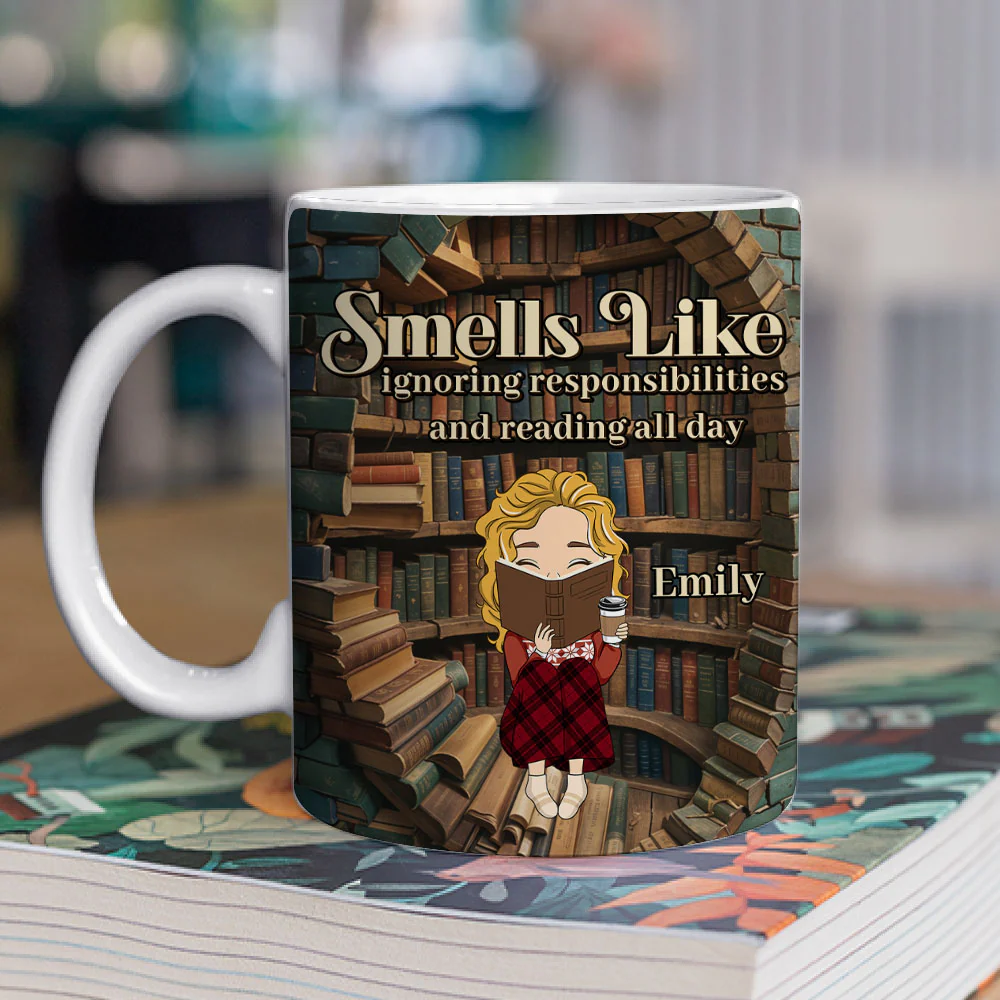 Avoiding Responsibilities, Enjoying Books - Personalized Custom Coffee Mug - Image 2