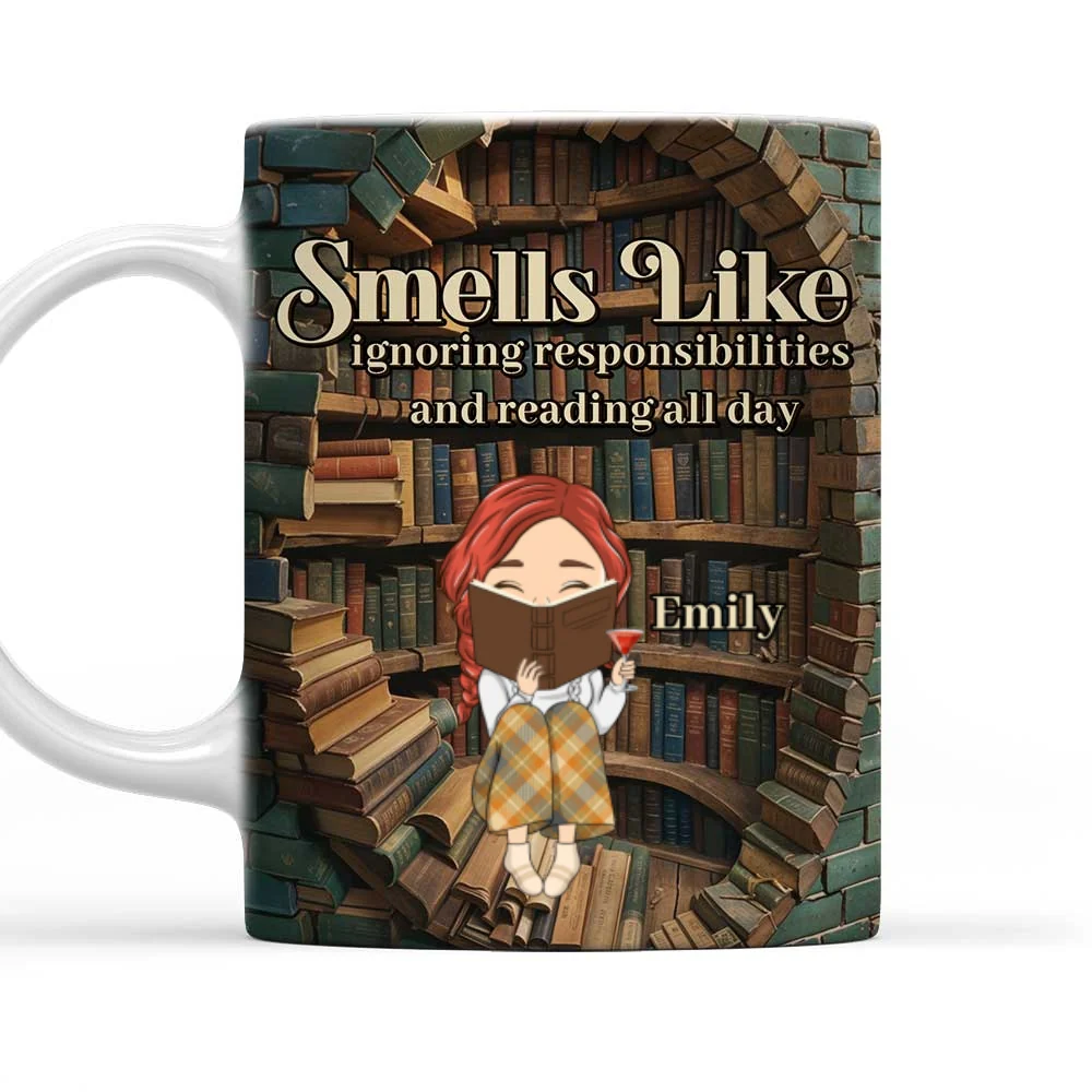 Avoiding Responsibilities, Enjoying Books - Personalized Custom Coffee Mug - Image 3