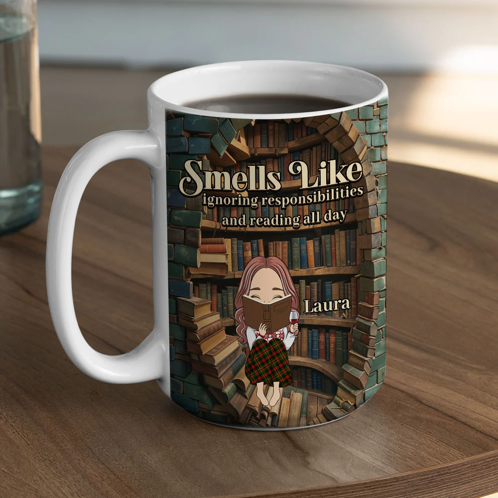 Avoiding Responsibilities, Enjoying Books - Personalized Custom Coffee Mug - Image 4