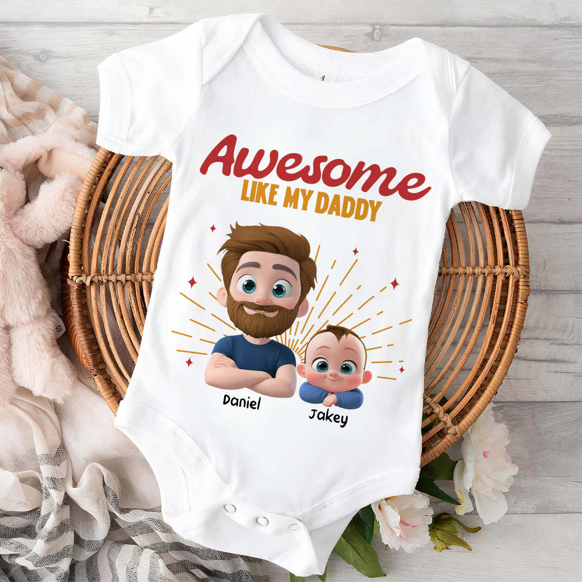 Awesome Baby Dad - Personalized Custom T-Shirt And Onesie - Image 10