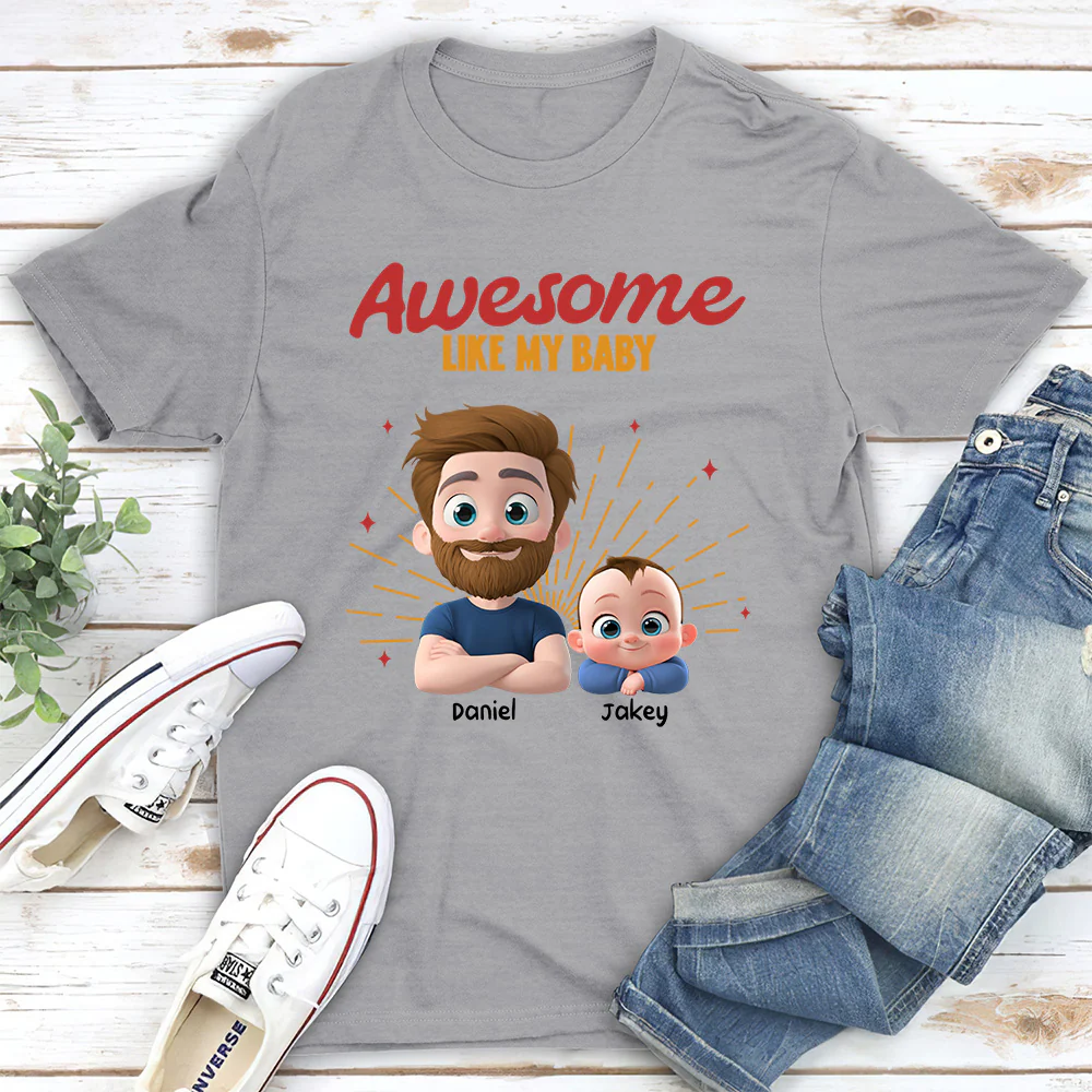 Awesome Baby Dad - Personalized Custom T-Shirt And Onesie - Image 2
