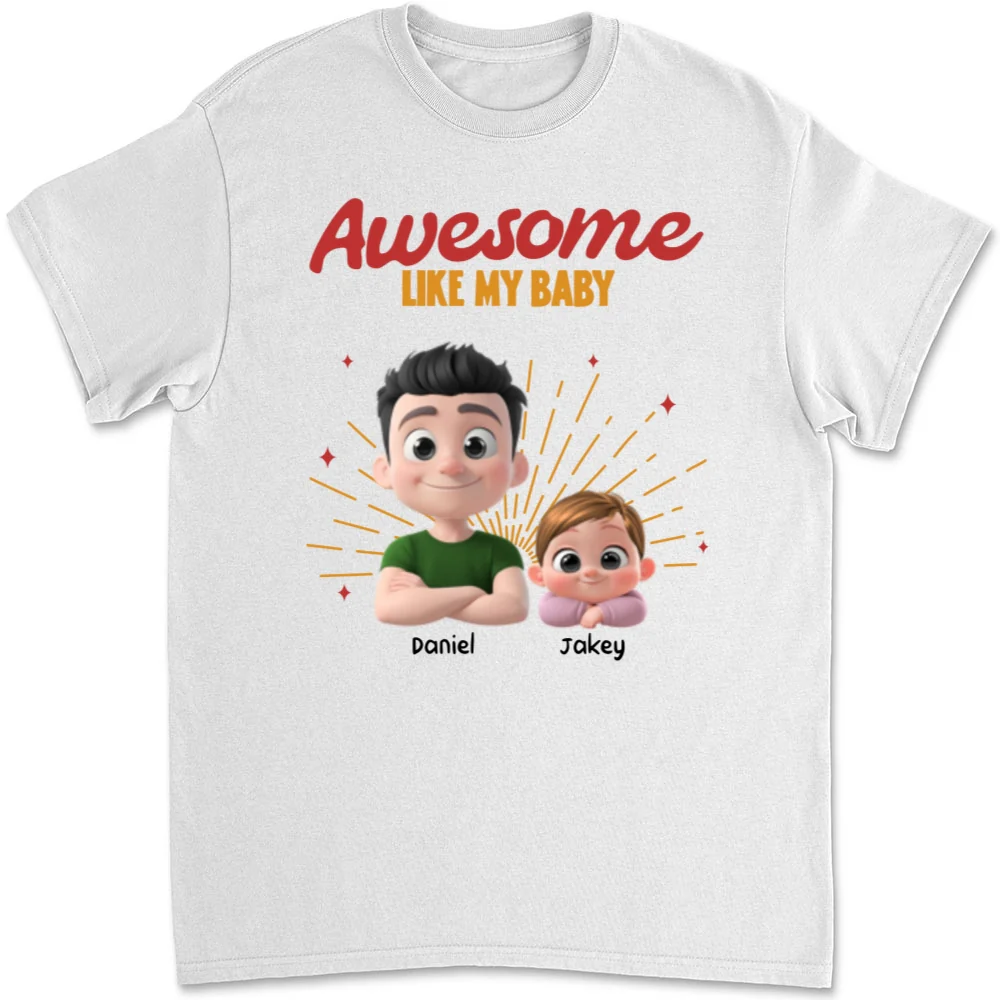 Awesome Baby Dad - Personalized Custom T-Shirt And Onesie - Image 5